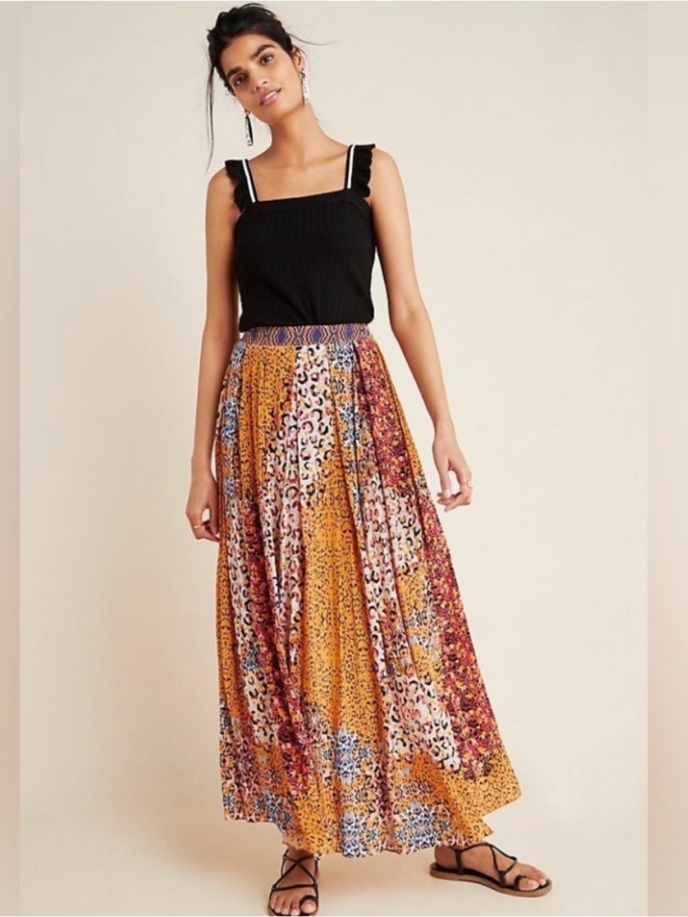 Anthro Bhanuni By Jyoti Panthera Animal Print Maxi Skirt‎ 14